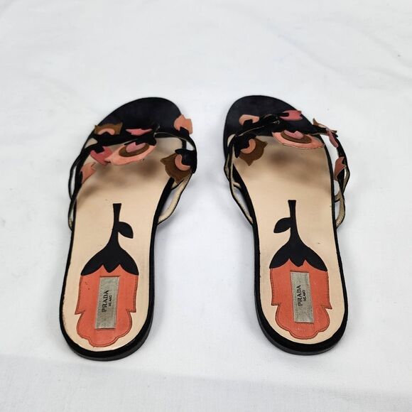 Prada James Jean Fairy Collection Black and Pink Women's Sandals Size 8.5 - Picture 5 of 10